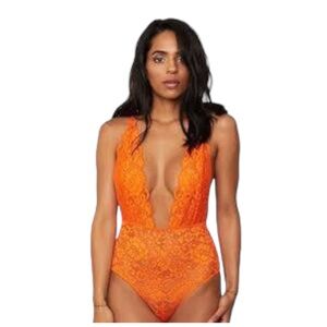Revolve HAH Comin In HAHt Lace Bodysuit Burnt Orange